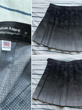 American Apparel Black and Gray Pleated Skirt
